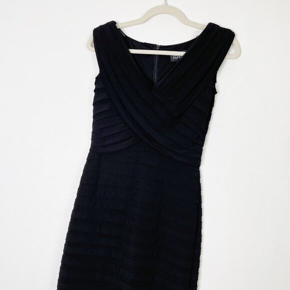 Adrianna Papell Black Pleated Cocktail Dress Size 4 - Picture 3 of 9
